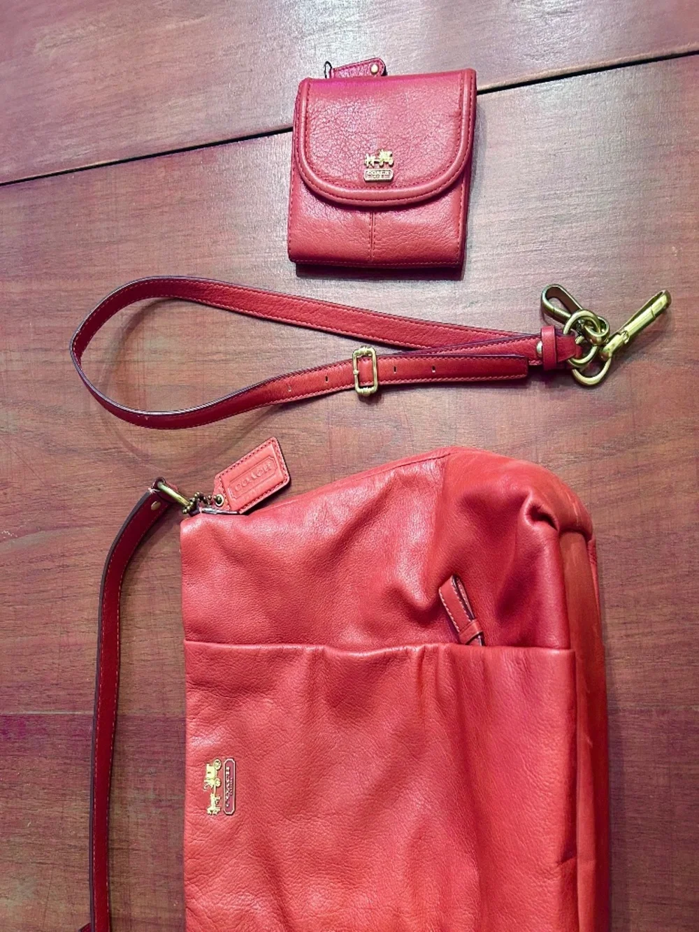 Coach Purse Burnt Orange Leather Madison Hobo F1273-21224 and Matching Wallet